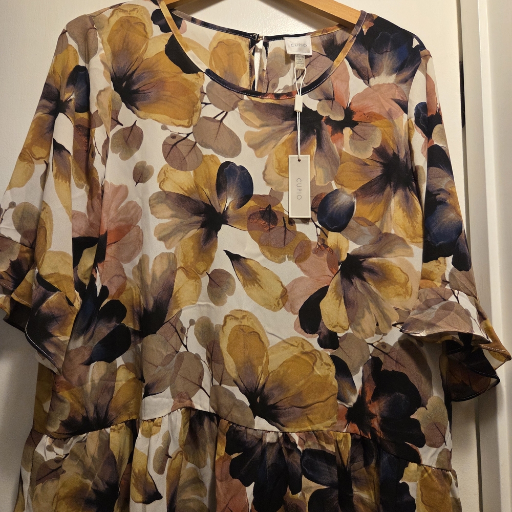 💖Cupio Floral Blouse in Yellow and Blue